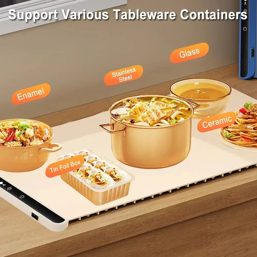Foldable Food Warmer Electric Warming Tray Food Warming Mat Electric Warming Pad for Food Portable Silicone Foods Warmer Plate