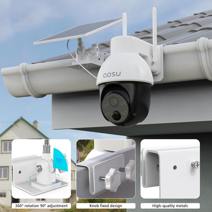 Gutter Mount Kits Compatible with AOSU Solar Security Cameras Wireless Outdoor(Solarcam D1 Se/Lite/Max) and Aosu Solar Panel(White)