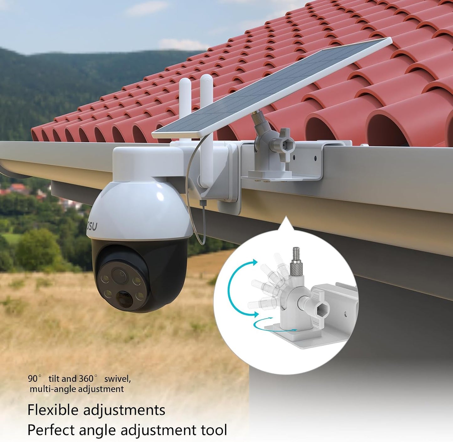 Gutter Mount Kits Compatible with AOSU Solar Security Cameras Wireless Outdoor(Solarcam D1 Se/Lite/Max) and Aosu Solar Panel(White)