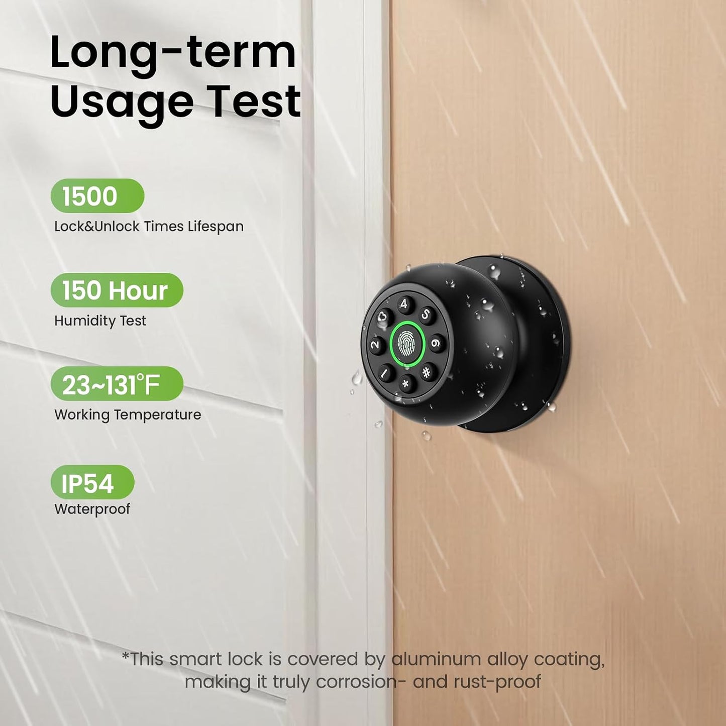 Smart Fingerprint Door Lock, Fingerprint Door Knob, App Control | Keyless Entry, Easy Installation, Long-Term Use, 4 Unlocking Methods,Heavy-Duty Aluminum Alloy