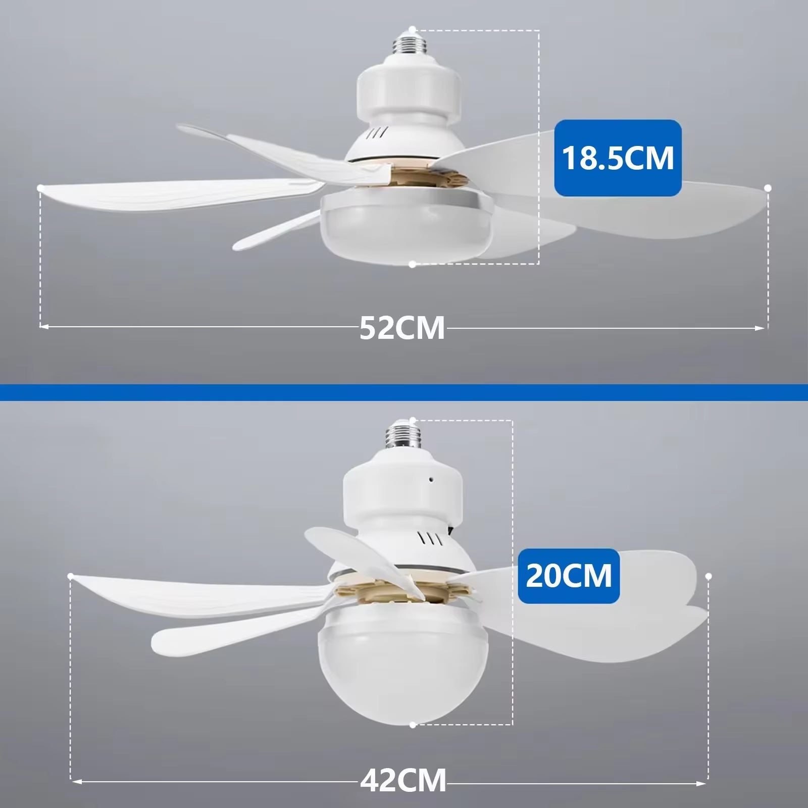 Ceiling Fan Light with Remote Control for Dimming Hanging Mini Ceiling Fans for Bedroom,Indoor，Living Room Colorful Blades