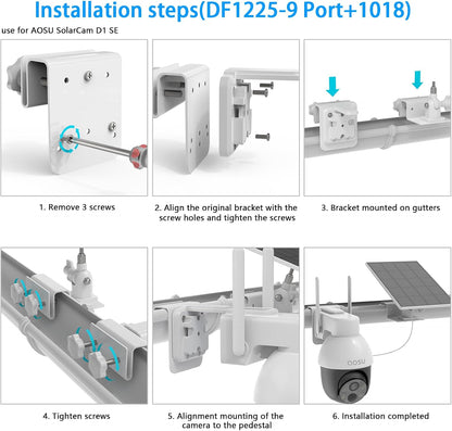 Gutter Mount Kits Compatible with AOSU Solar Security Cameras Wireless Outdoor(Solarcam D1 Se/Lite/Max) and Aosu Solar Panel(White)
