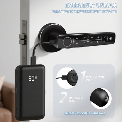 Smart Fingerprint Door Lock, 5 in 1 Keyless Entry Biometric Door Lock with Keypad, APP/IC Card/Fingerprint/Code/Key Unlock for Home Bedroom Apartment