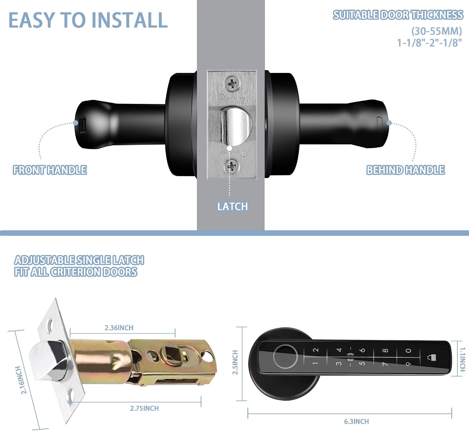 Smart Fingerprint Door Lock, 5 in 1 Keyless Entry Biometric Door Lock with Keypad, APP/IC Card/Fingerprint/Code/Key Unlock for Home Bedroom Apartment
