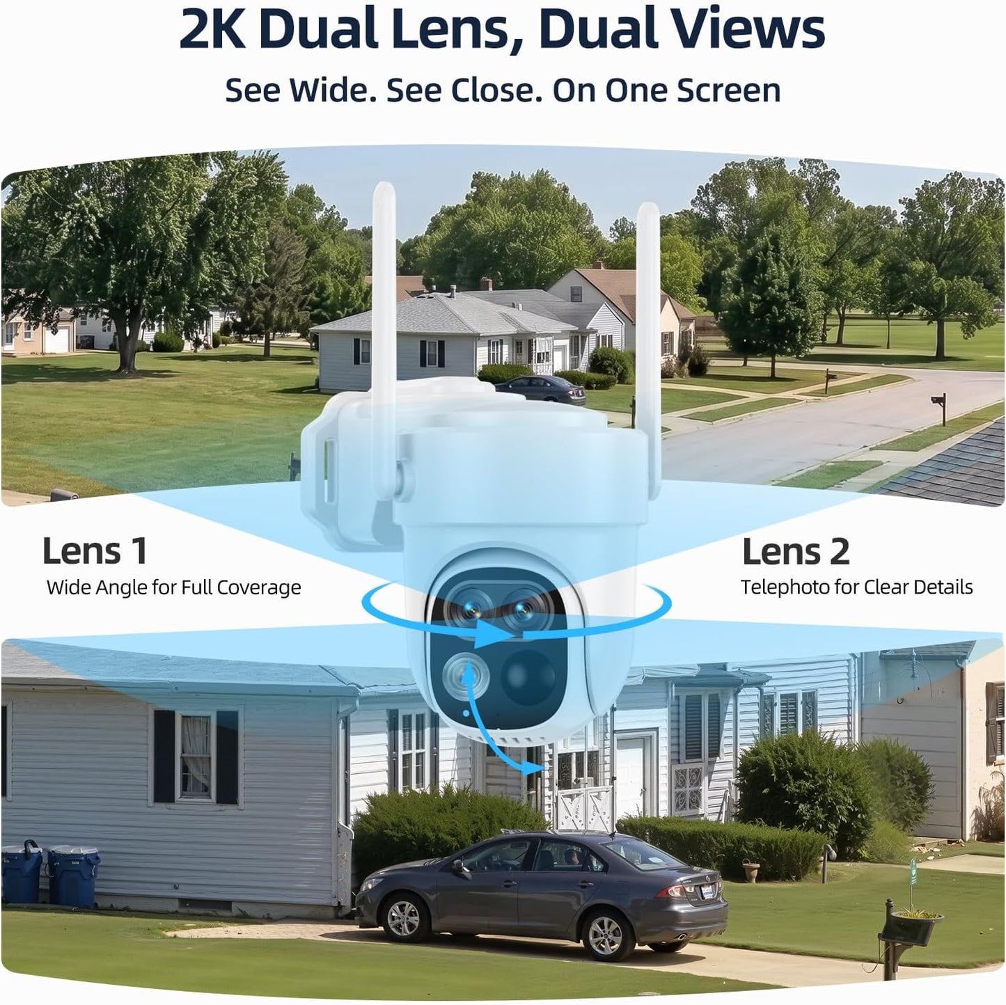 Security Cameras Wireless Outdoor, No Subscription 4-Cam System with Hub