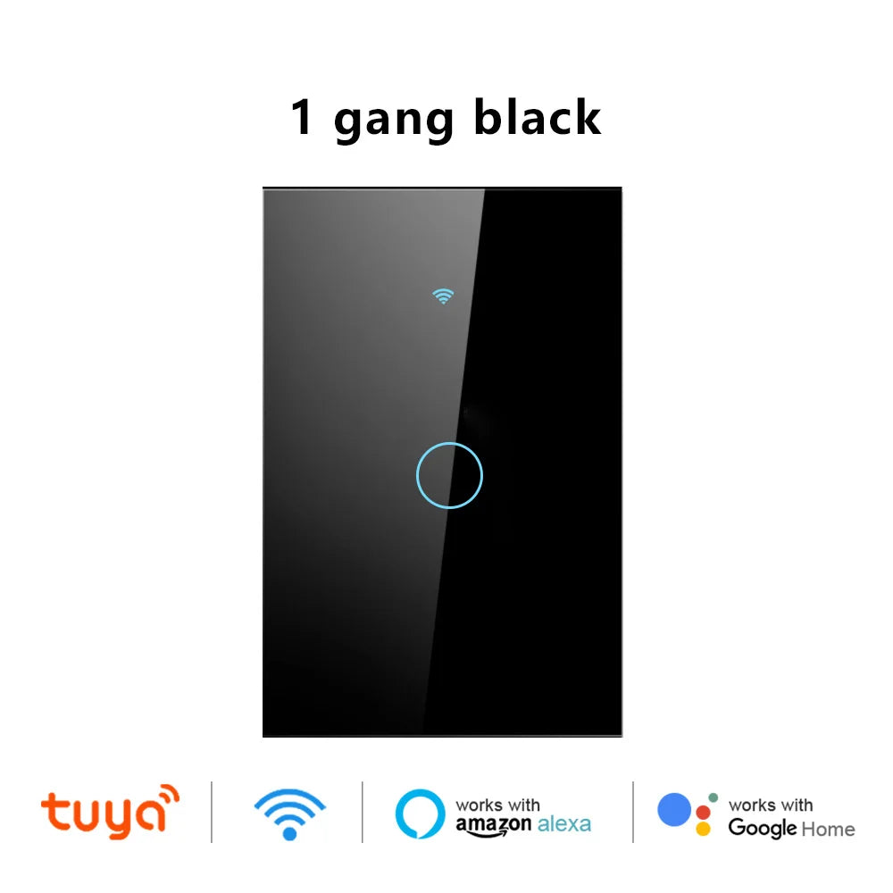 US Wifi Smart Light Switch Neutral Wire/No Neutral Wire Touch Switch Smart Life Work with Tuya Alexa Google Home 1/2/3/4 Gang