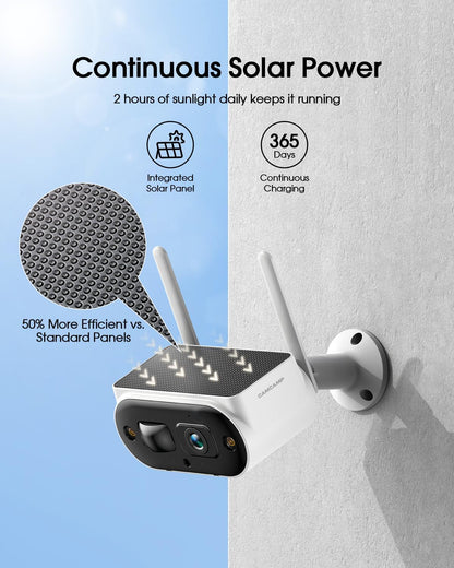 Solar Security Cameras Wireless Outdoor, Quick Installation, No Subscription Cameras for Home Security Camera System, 10CH Expandable, 2.4 & 5Ghz, 4 Cameras with Monitor