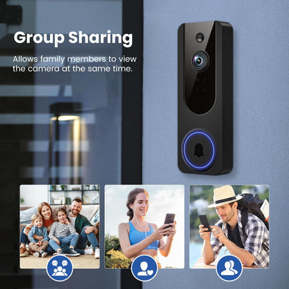 1080P Wifi Video Doorbell Camera Wireless, Battery Powered, AI Human and Motion Detection, 2 Way Talk, Night Vision, Cloud Storage, 2.4G Wifi Only, Indoor/Outdoor Surveillance