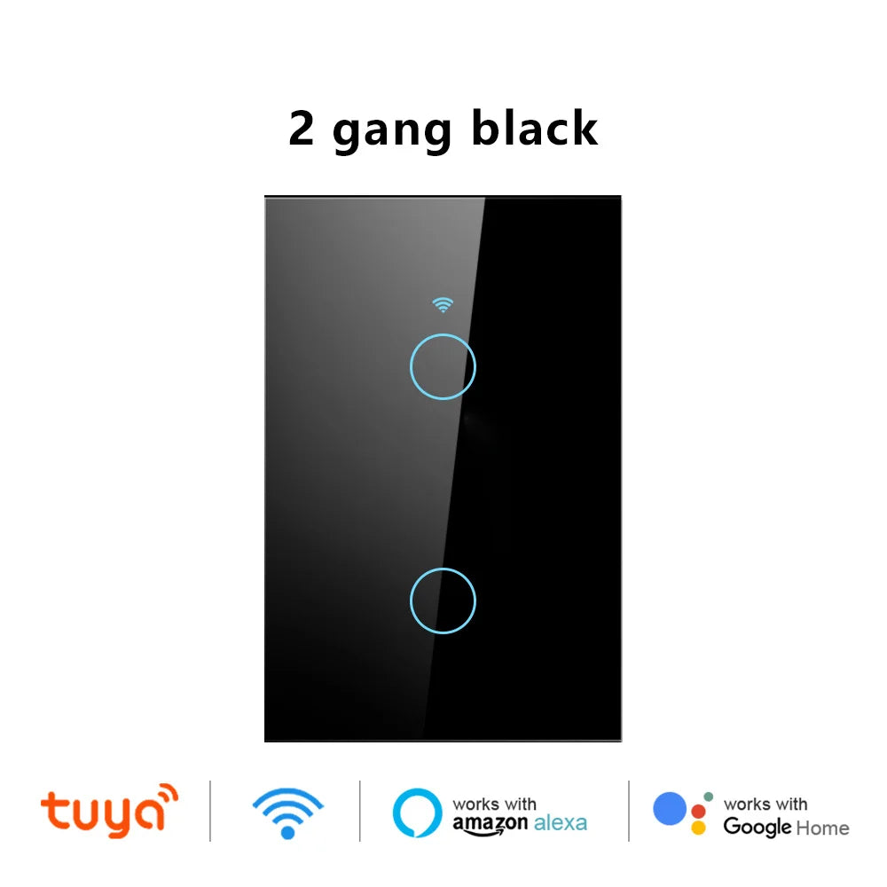 US Wifi Smart Light Switch Neutral Wire/No Neutral Wire Touch Switch Smart Life Work with Tuya Alexa Google Home 1/2/3/4 Gang