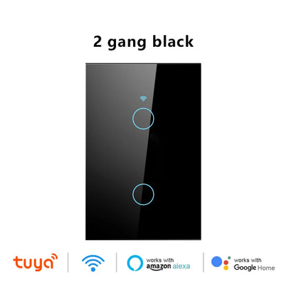 US Wifi Smart Light Switch Neutral Wire/No Neutral Wire Touch Switch Smart Life Work with Tuya Alexa Google Home 1/2/3/4 Gang