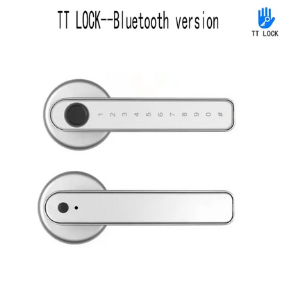 Graffiti Smart Fingerprint & Password Door Lock – Spherical Wooden Handle