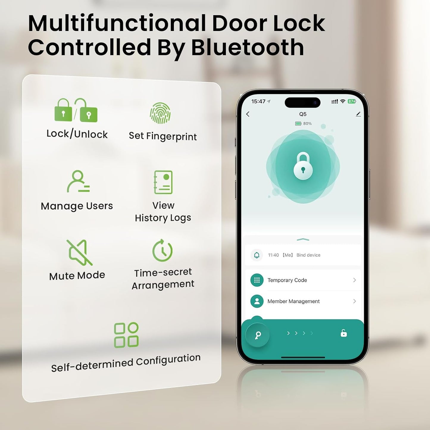 Smart Fingerprint Door Lock, Fingerprint Door Knob, App Control | Keyless Entry, Easy Installation, Long-Term Use, 4 Unlocking Methods,Heavy-Duty Aluminum Alloy