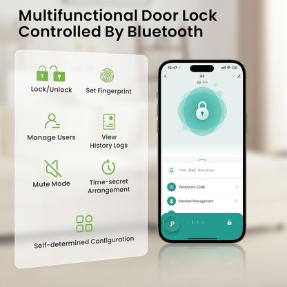 Smart Fingerprint Door Lock, Fingerprint Door Knob, App Control | Keyless Entry, Easy Installation, Long-Term Use, 4 Unlocking Methods,Heavy-Duty Aluminum Alloy