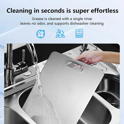 Titanium Cutting Board Set of 1, 18 * 12Inches, Titanium Cutting Boards for Kitchen, Food Grade Metal Double Sided Chopping Boards for Kitchen Counter Meat Vegetable Fruit Outdoor Camping
