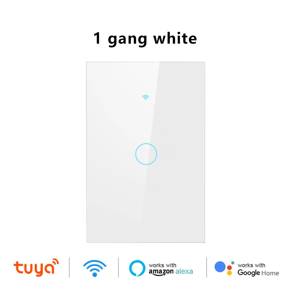 US Wifi Smart Light Switch Neutral Wire/No Neutral Wire Touch Switch Smart Life Work with Tuya Alexa Google Home 1/2/3/4 Gang