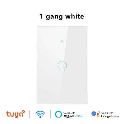 US Wifi Smart Light Switch Neutral Wire/No Neutral Wire Touch Switch Smart Life Work with Tuya Alexa Google Home 1/2/3/4 Gang