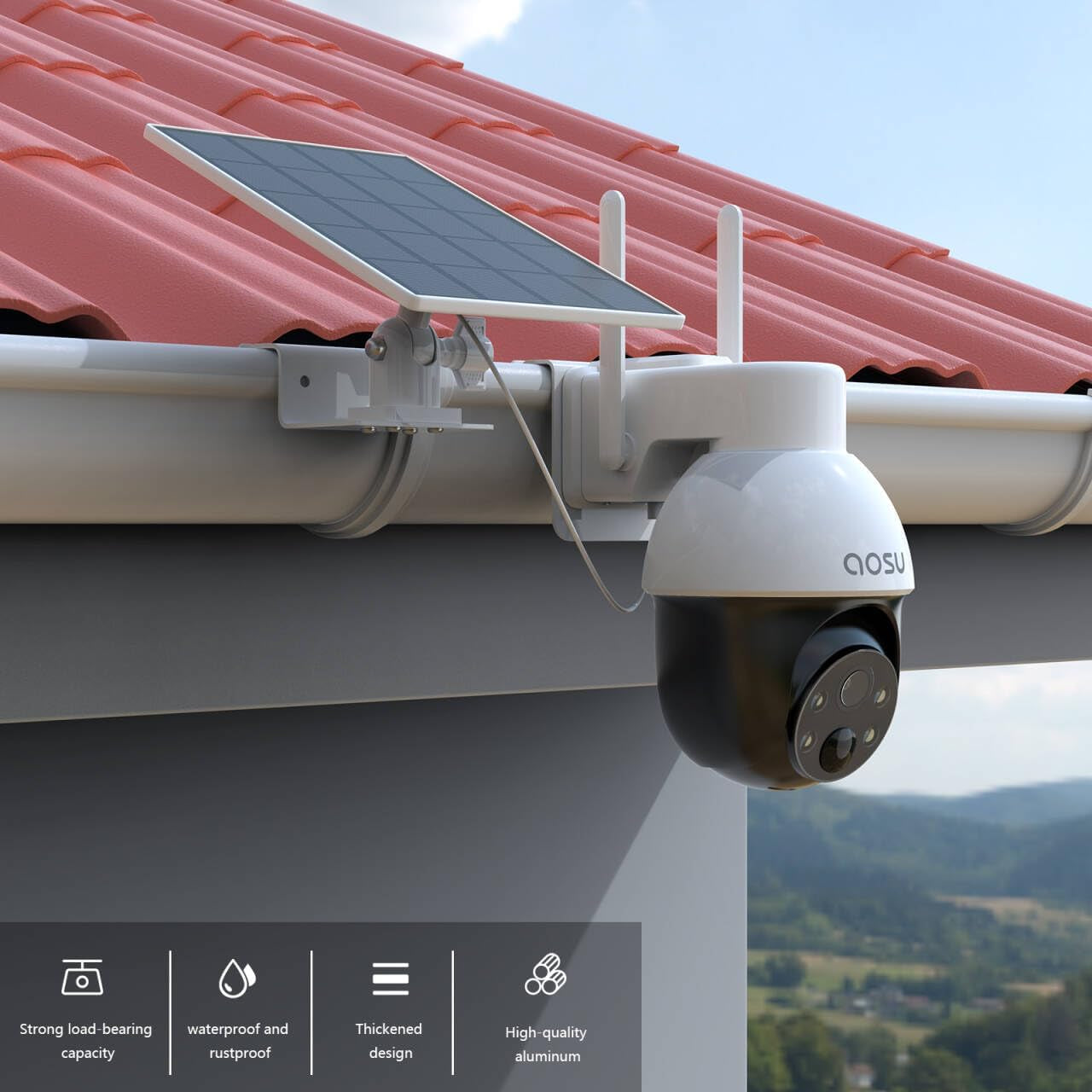 Gutter Mount Kits Compatible with AOSU Solar Security Cameras Wireless Outdoor(Solarcam D1 Se/Lite/Max) and Aosu Solar Panel(White)