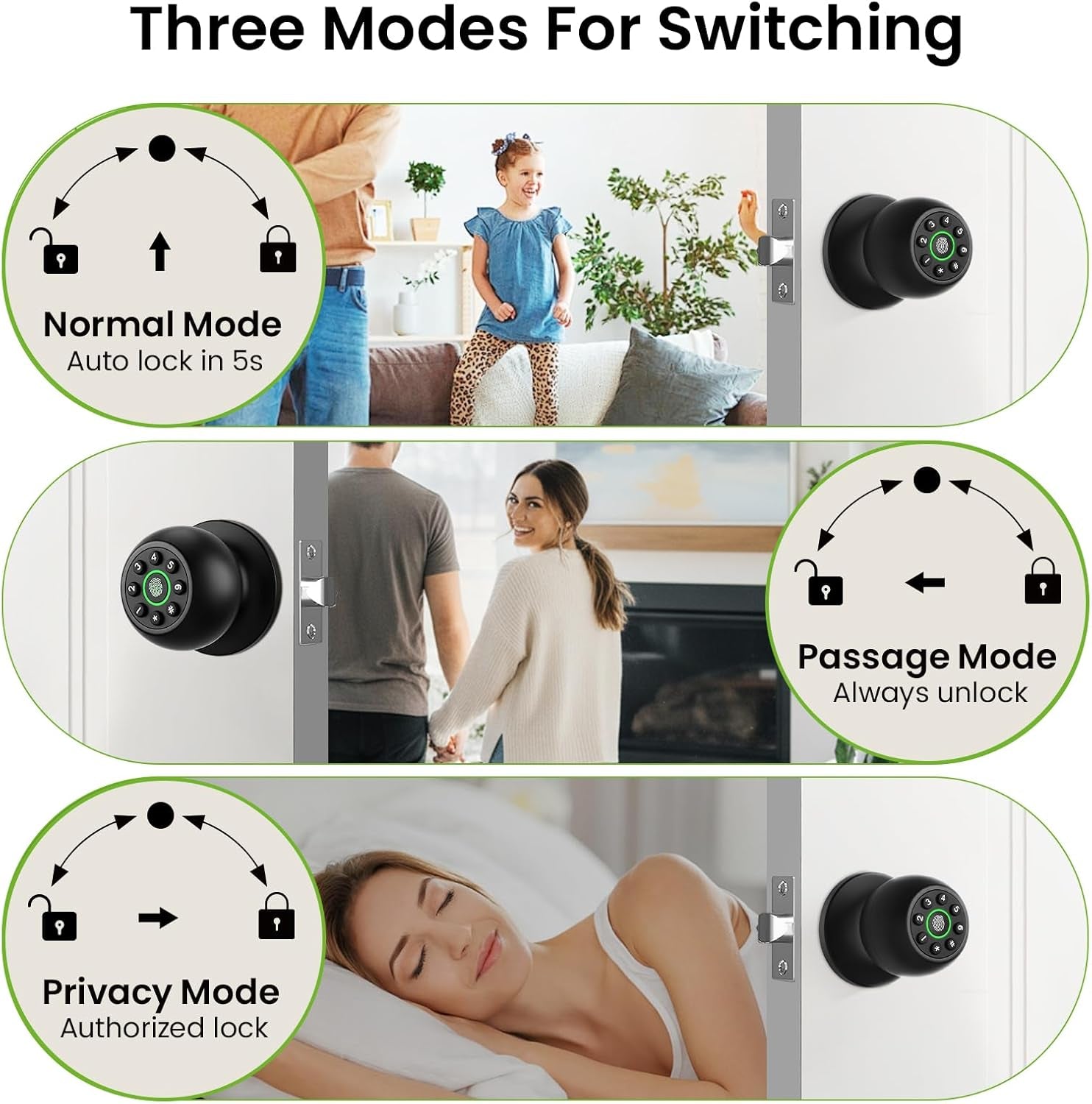 Smart Fingerprint Door Lock, Fingerprint Door Knob, App Control | Keyless Entry, Easy Installation, Long-Term Use, 4 Unlocking Methods,Heavy-Duty Aluminum Alloy