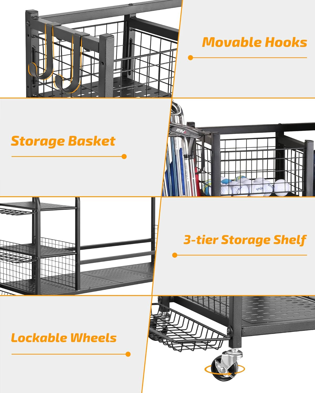 Maximize Your Space with the Ultimate 4 Golf Bag Organizer - Extra Large Storage Rack for Golf Bags, Clubs, and Accessories!