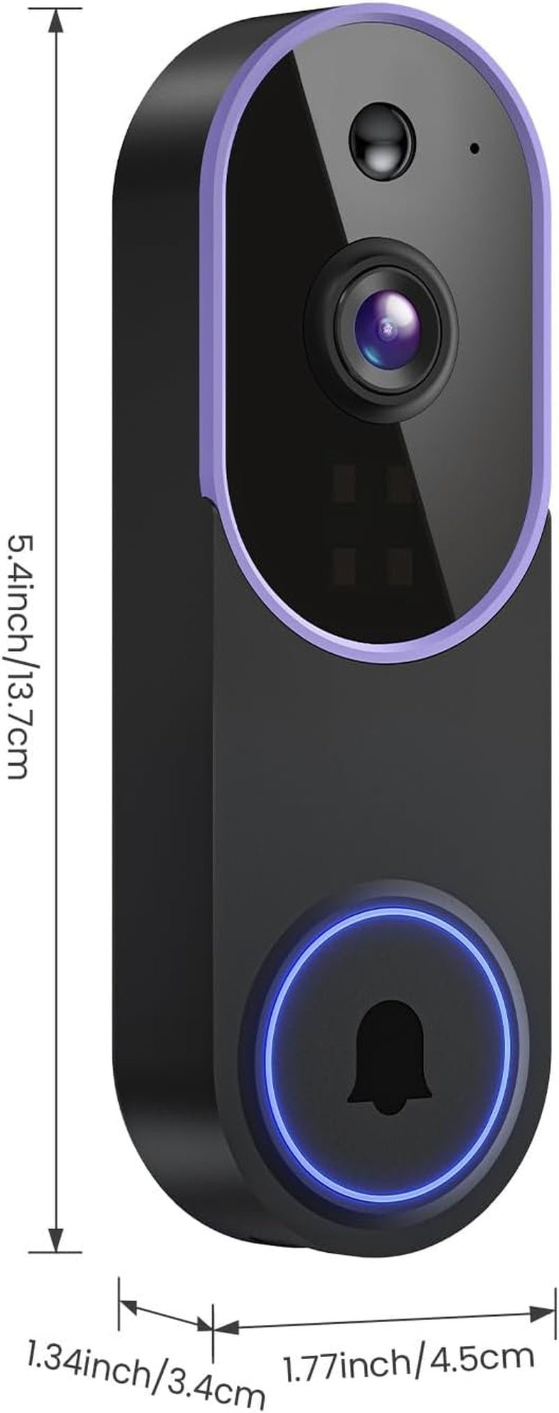 Smart 1080P Video Doorbell Camera with Night Vision, Live View, AI Human Detection, 2-Way Audio, Cloud Storage (Sold Separately), 2.4G Wifi Only, Hidden Security