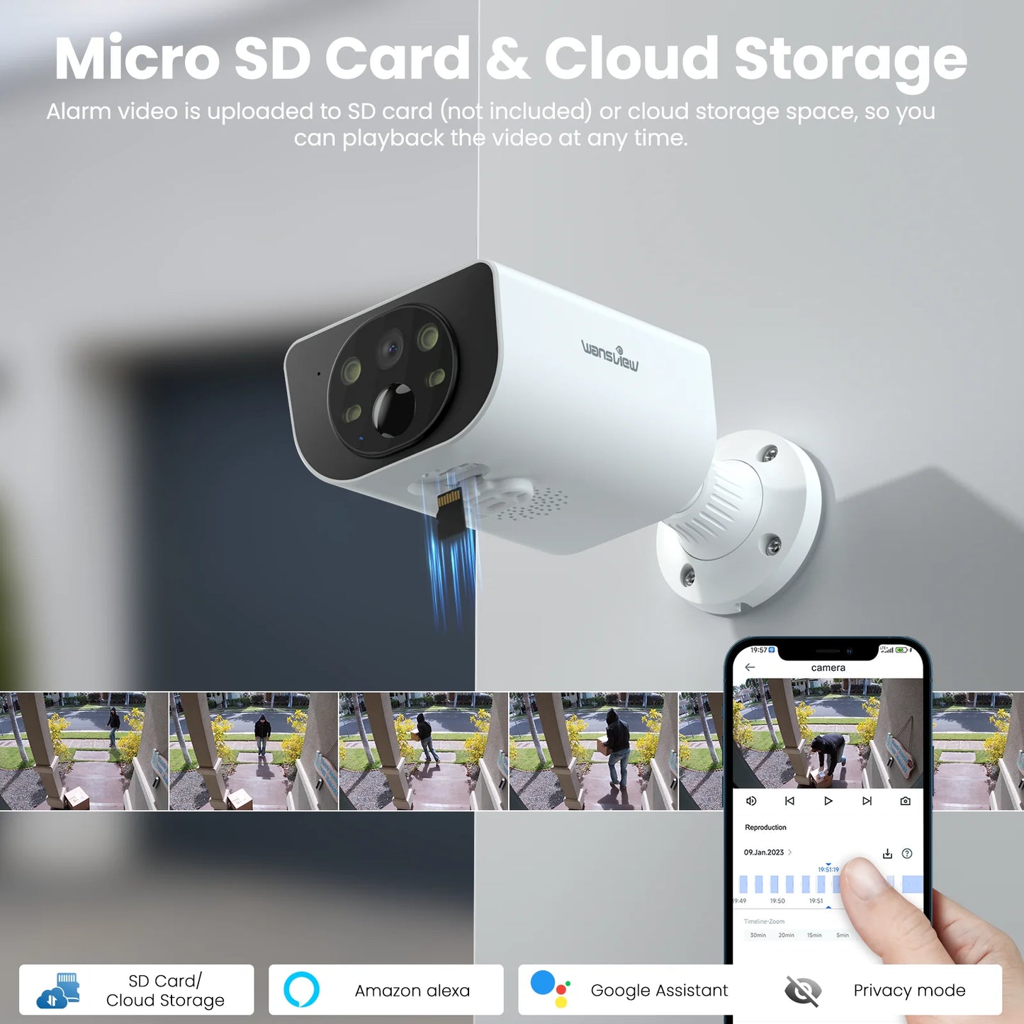 2K Security Camera Outdoor, IP65 Solar Camera Outdoor Wireless, Wireless Cameras for Home Security with Color Night Vision, Two-Way Audio, PIR Alert, 2.4G Wifi Only