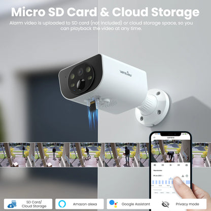 2K Security Camera Outdoor, IP65 Solar Camera Outdoor Wireless, Wireless Cameras for Home Security with Color Night Vision, Two-Way Audio, PIR Alert, 2.4G Wifi Only