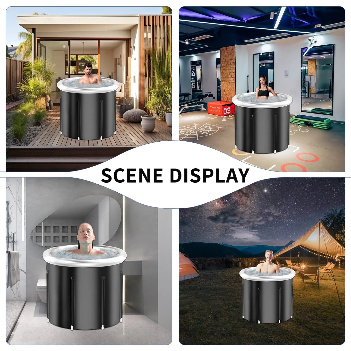 90 Gal, Large Ice Bath Tub for Athletes, Cold Plunge Tub for Recovery, Ice Plunge Tub with Cover for Family Gardens, Gyms, Arena and Cold Water Therapy Training