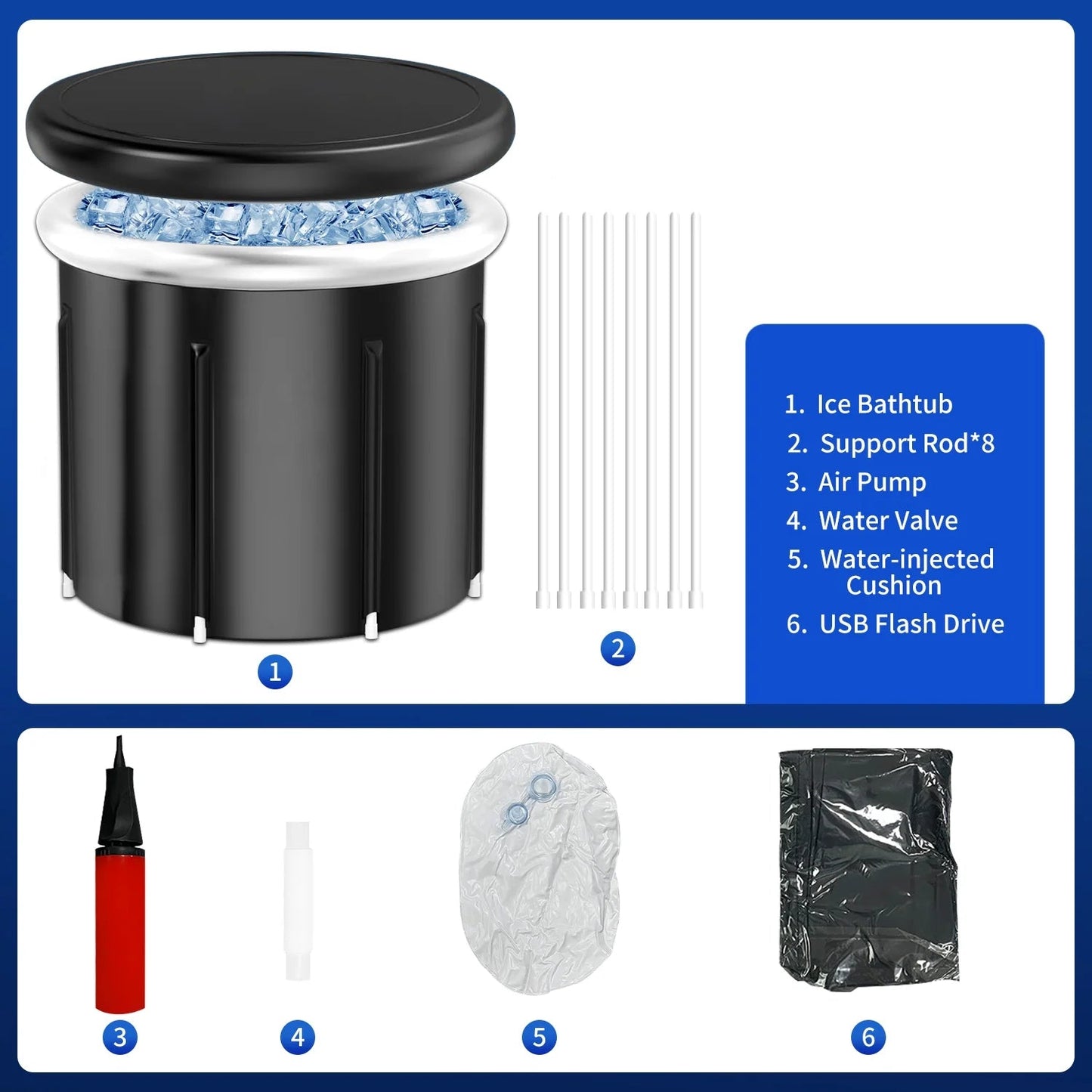 90 Gal, Large Ice Bath Tub for Athletes, Cold Plunge Tub for Recovery, Ice Plunge Tub with Cover for Family Gardens, Gyms, Arena and Cold Water Therapy Training