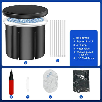 90 Gal, Large Ice Bath Tub for Athletes, Cold Plunge Tub for Recovery, Ice Plunge Tub with Cover for Family Gardens, Gyms, Arena and Cold Water Therapy Training