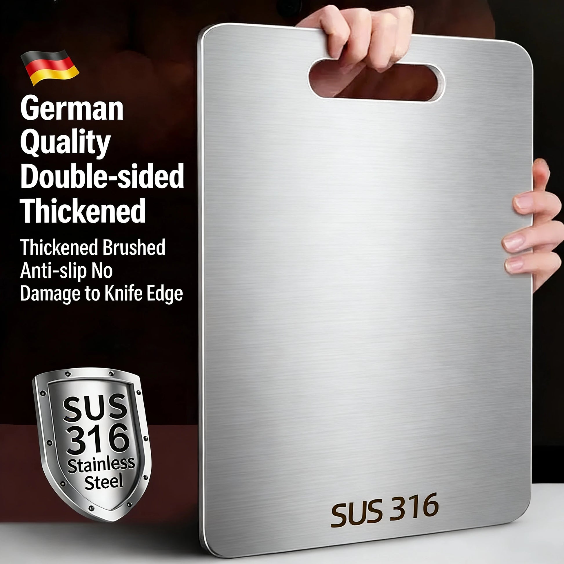 Titanium Cutting Boards for Kitchen Stainless Board 304 Steel Thickened Double Sided Food Grade Portable Fruit Meat Chopping