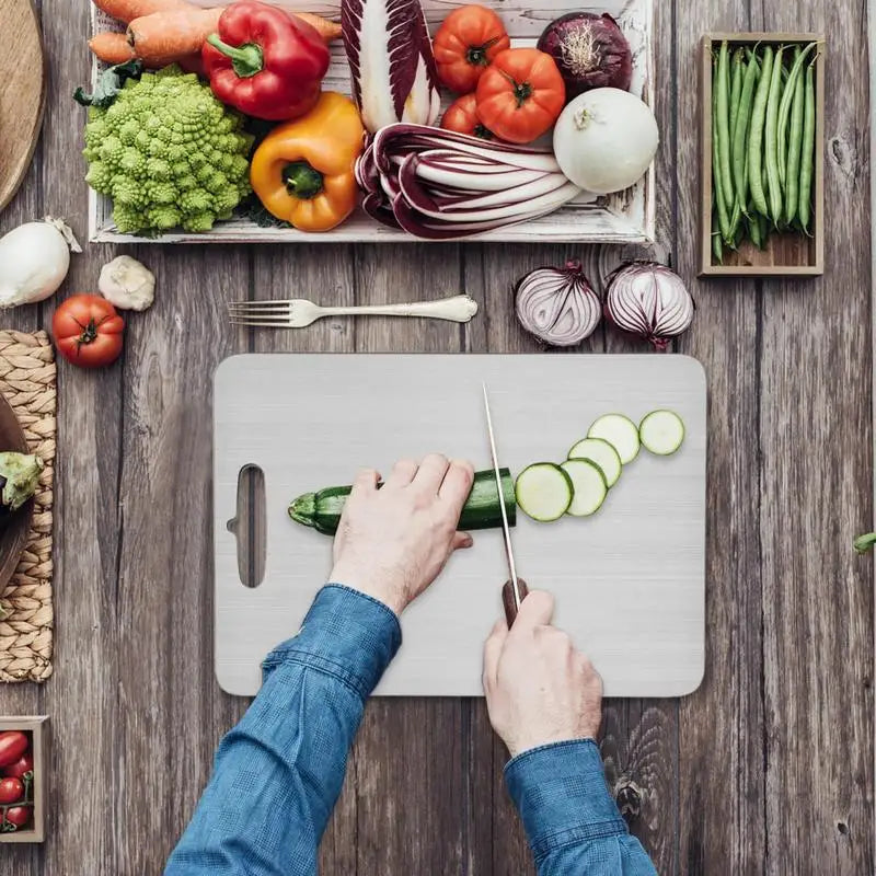 Titanium Cutting Boards for Kitchen Stainless Board 304 Steel Thickened Double Sided Food Grade Portable Fruit Meat Chopping