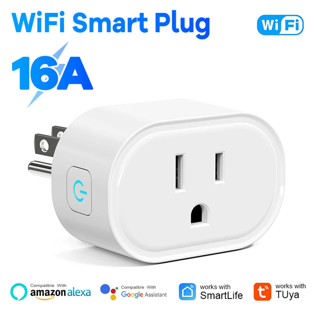 Tuya Smart Plug US Standard 10A/16A Wifi Outlet Works with Alexa Google Assistant APP Remote Control Timer Group Control for US