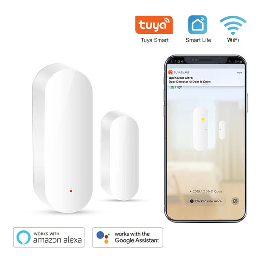 Tuya Smart Wifi Door Sensor Smart Home Open Close Detector Smartlife App Control Notification Compatible with Alexa Google Home