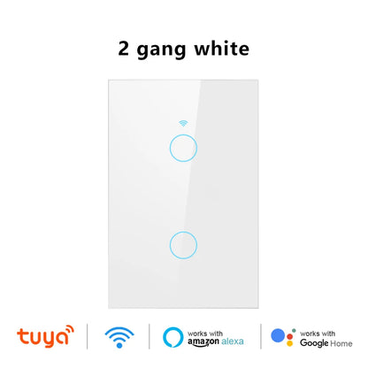 US Wifi Smart Light Switch Neutral Wire/No Neutral Wire Touch Switch Smart Life Work with Tuya Alexa Google Home 1/2/3/4 Gang