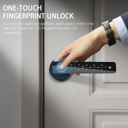 Smart Fingerprint Door Lock, 5 in 1 Keyless Entry Biometric Door Lock with Keypad, APP/IC Card/Fingerprint/Code/Key Unlock for Home Bedroom Apartment