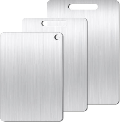 Titanium Cutting Board Set of 1, 18 * 12Inches, Titanium Cutting Boards for Kitchen, Food Grade Metal Double Sided Chopping Boards for Kitchen Counter Meat Vegetable Fruit Outdoor Camping
