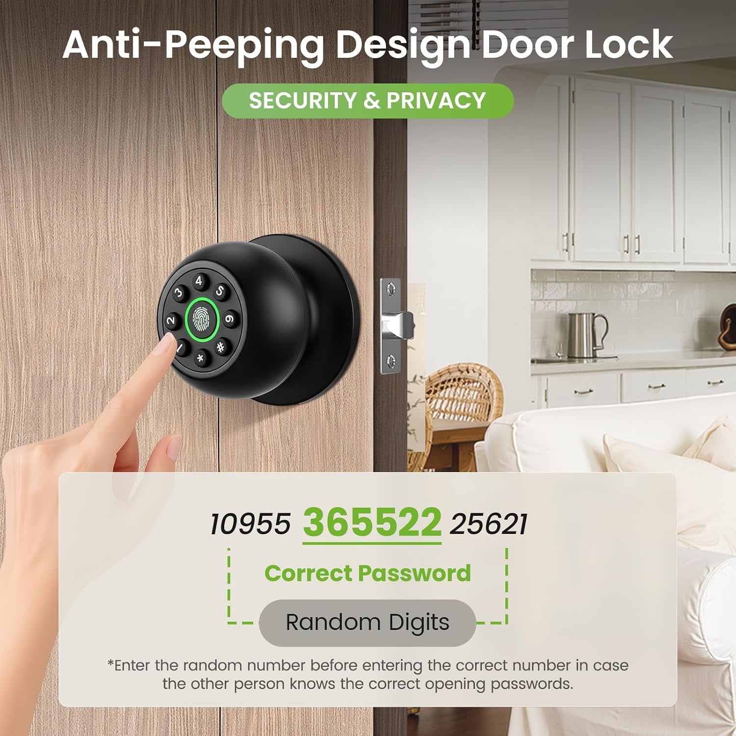Smart Fingerprint Door Lock, Fingerprint Door Knob, App Control | Keyless Entry, Easy Installation, Long-Term Use, 4 Unlocking Methods,Heavy-Duty Aluminum Alloy
