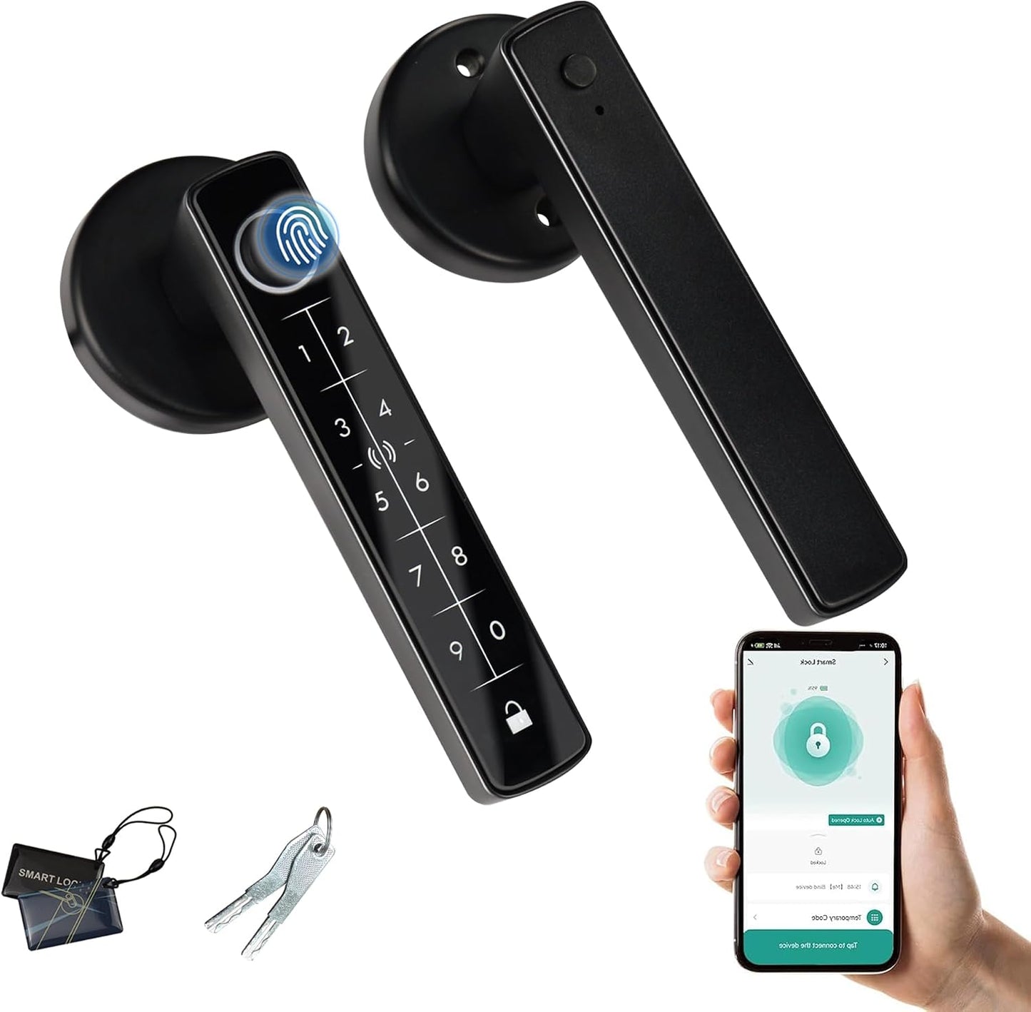 Smart Fingerprint Door Lock, 5 in 1 Keyless Entry Biometric Door Lock with Keypad, APP/IC Card/Fingerprint/Code/Key Unlock for Home Bedroom Apartment