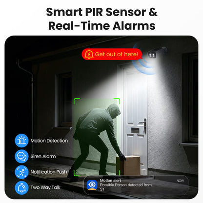 2K Security Camera Outdoor, IP65 Solar Camera Outdoor Wireless, Wireless Cameras for Home Security with Color Night Vision, Two-Way Audio, PIR Alert, 2.4G Wifi Only