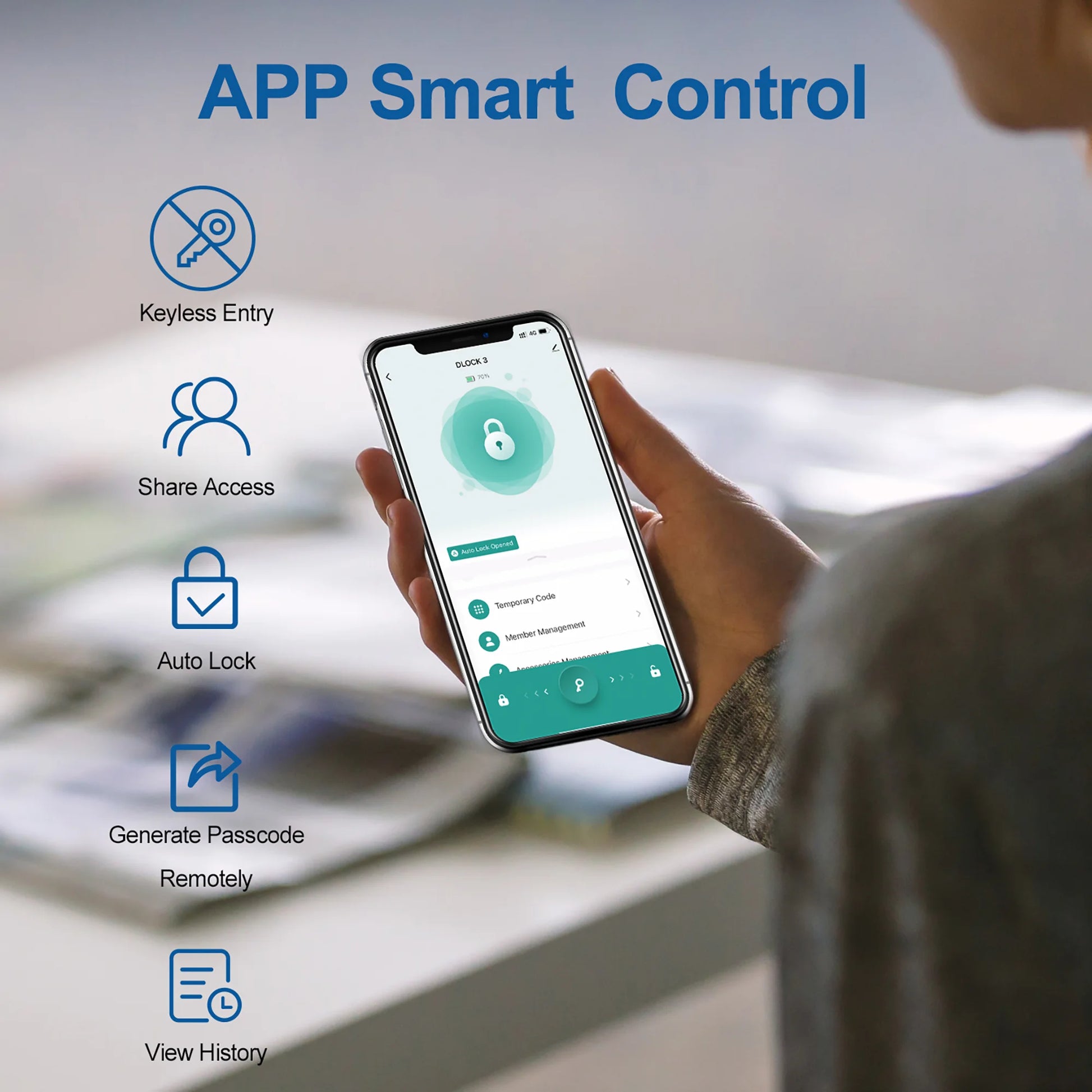 Fingerprint Door Lock, Smart Door Knob with APP Control, 100 Fingerprints Biometric Door Lock with Tuya App, Silver