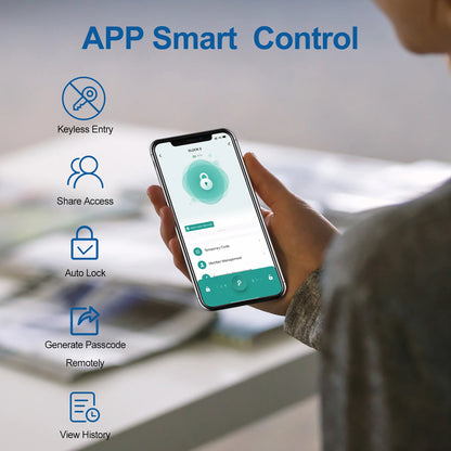 Fingerprint Door Lock, Smart Door Knob with APP Control, 100 Fingerprints Biometric Door Lock with Tuya App, Silver