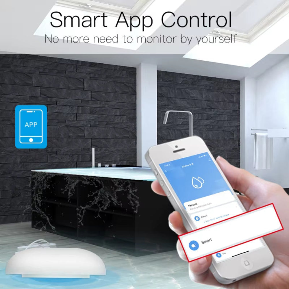Smart Zigbee Flood Sensor, Water Leak and Overflow Detector for Tuya App, Home Security Alarm System with Remote Control