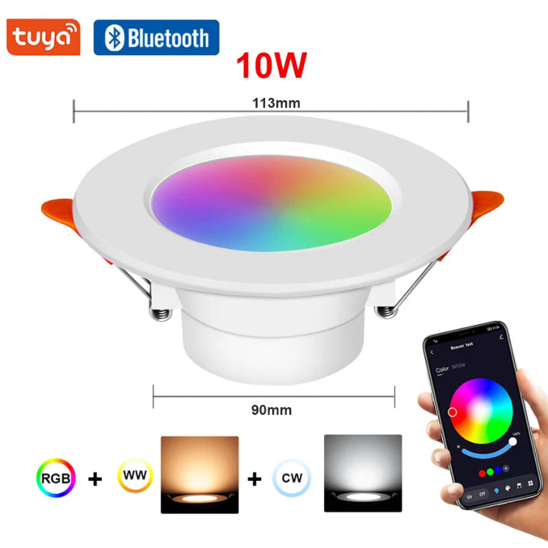 Tuya Smart RGB LED Downlight 15W 10W 9W 5W Recessed Ceiling Light Dimmable Lamp Bluetooth Wifi Control Alexa for Home Decoration