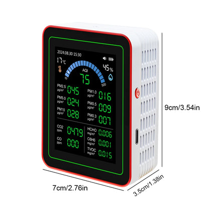 18-In-1 Air Quality Monitor with CO2 Monitor/Hcho/Tvoc/Temperature/Humidity Colorful TFT Display Screen Air Quality Meter