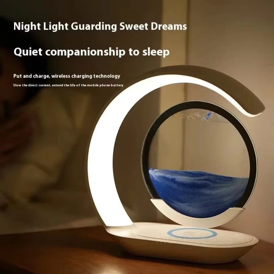 Glowsand™ 3-In-1 Hourglass Lamp: Wireless Charger, Sand Art & Mood Light in One Elegant Design