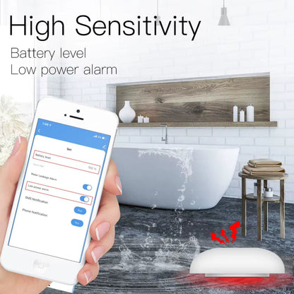 Smart Zigbee Flood Sensor, Water Leak and Overflow Detector for Tuya App, Home Security Alarm System with Remote Control